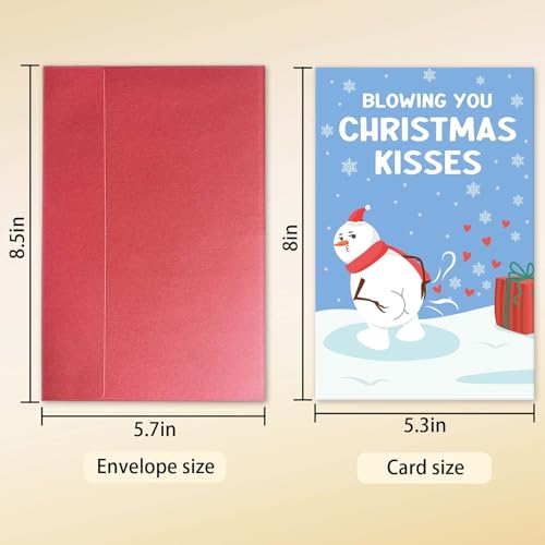 Funny Christmas Card with Snowman Blowing Kisses - Humorous Holiday Greeting