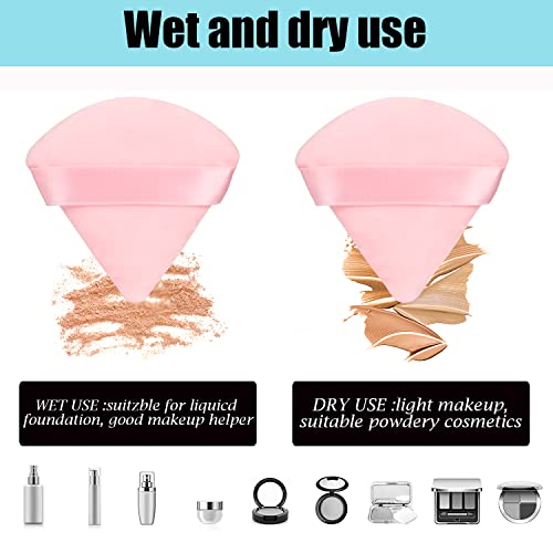 JASSINS 8Pcs Triangle & Round Makeup Powder Puff Set, Soft Velour Wet & Dry Sponge