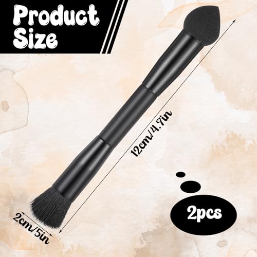 Dual Ended Hairline Powder Brush Set with Sponge Tip & Soft Bristles - 2 Pcs