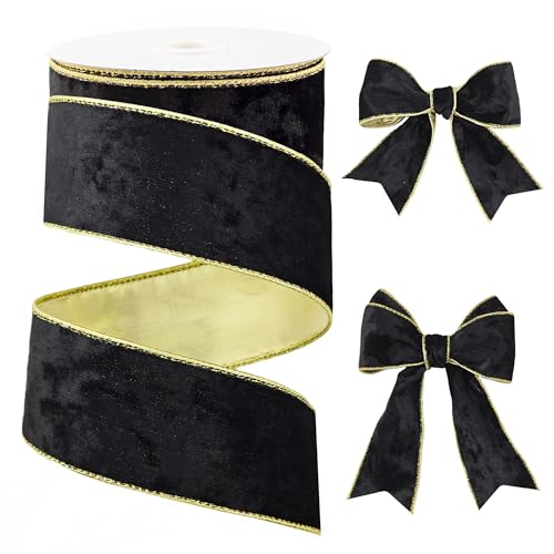 Black Velvet Ribbon 2.5 Inch x 10 Yards for Christmas Decor