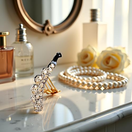 Enyolidimk Gold Rhinestone Banana Clip Ponytail Holder