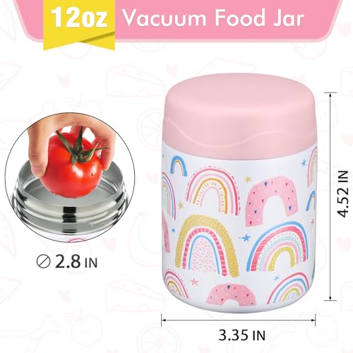 Wiwens 12oz Kids Insulated Soup Thermo - White-Rainbow Leakproof Food Jar for Hot & Cold Meals