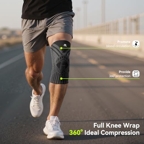 2025 New Knee Brace for Men and Women, (Pain Relief & Nonslip), Medical-Grade Knee Compression Sleeve, Knee Support for Meniscus Tear, Arthritis, ACL, Workout, Running, Gym, L
