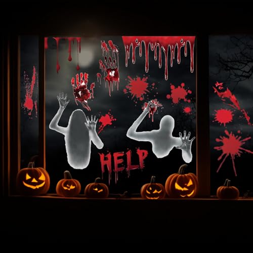Halloween Window Clings - 43 PCS Removable Decor for Windows