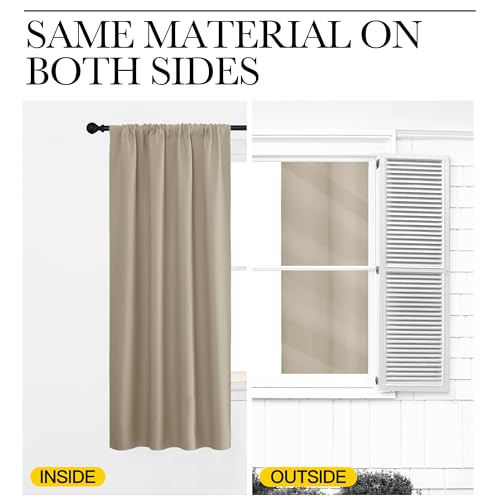 NICETOWN Soft Taupe Blackout Curtains - 62" x 72" (Pack of 2)
