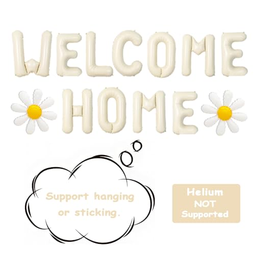 Beige Welcome Home Balloons Banner for Housewarming & Family Reunions