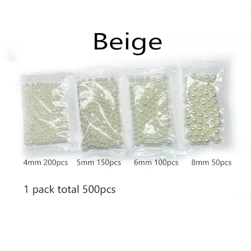 Beige Acrylic Imitation Pearl Beads - 500pcs DIY Jewelry Spacers