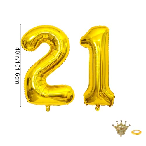 Gold Number 21 Balloon Set for 21st Birthday & Celebrations