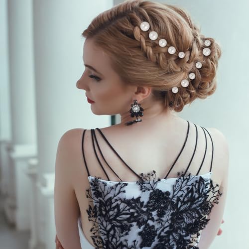Lusofie 18Pcs Pearl Bobby Pins U Shaped Gold Hair Pins for Wedding Bridal