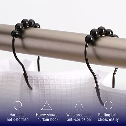 2lbDepot Polished Nickel Shower Curtain Rings Hooks - Stainless Steel, Locking, Easy-Glide Set of 12