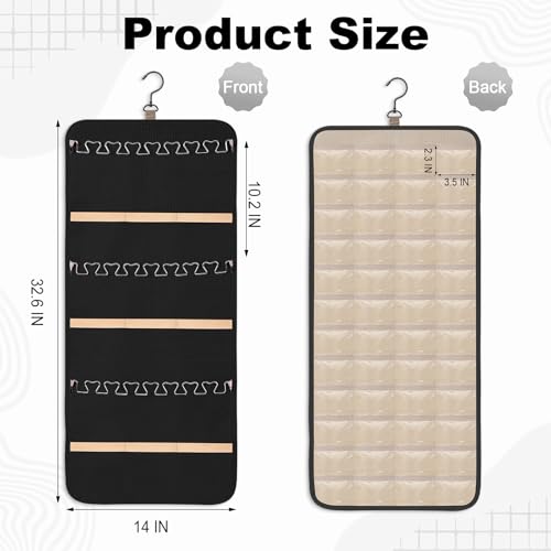 Dynoro Double-Sided Jewelry Organizer Roll with 48 Pockets & 21 Hooks