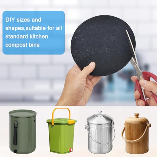 7.25-Inch Activated Charcoal Compost Filters, Round Replacement Bin Refills (3 Pack)