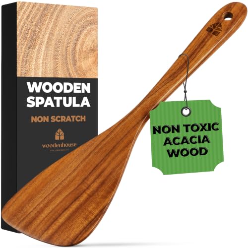 Woodenhouse 1 Pc 12-Inch Acacia Wooden Spatula for Cooking & Flipping