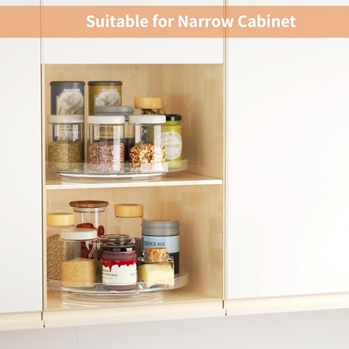 9 Inch Lazy Susan Organizer Tray Set - 2 Pack Clear Rotating Storage