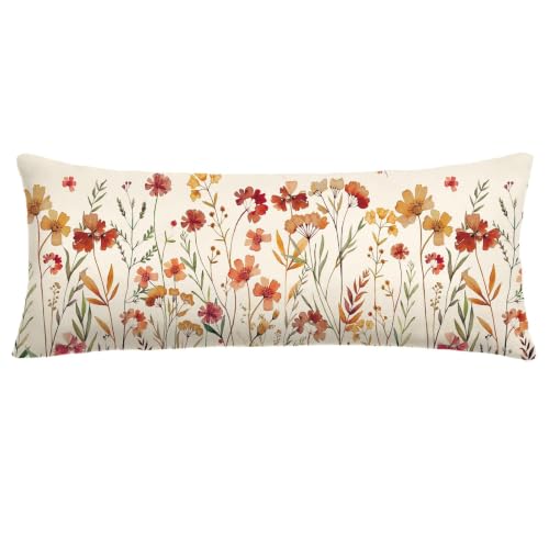 Baccessor Floral Fall Long Pillow Cover 14x36 Inch - Autumn Sofa Throw Case