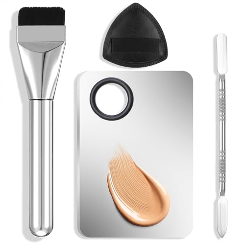 HJZHII 4-Piece Stainless Steel Makeup Foundation Mixing Palette Set