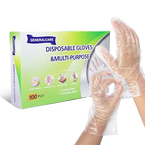 GENERALCARE Disposable Plastic Food Handling Gloves 100pcs One Size