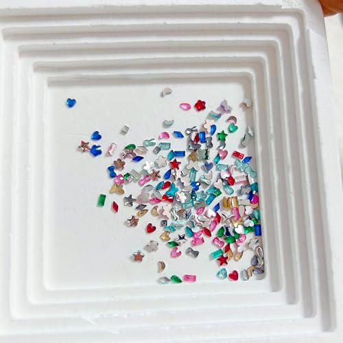 1440Pcs 3D Flat Back Nail Charms Resin Rhinestones Butterfly Star Flower