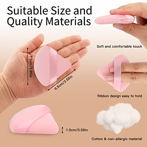 EVAOUXIU Triangle Powder Puff Set - Soft Velour Makeup Sponge for Foundation & Setting Powder, Pink (2 Pcs)