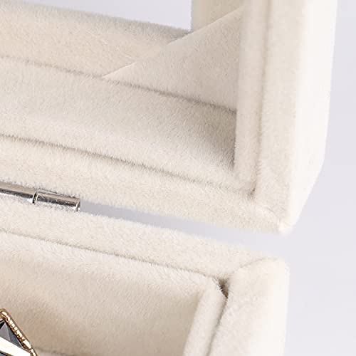 Frebeauty 12 Grid Velvet Earring Organizer Tray - Beige Jewelry Box