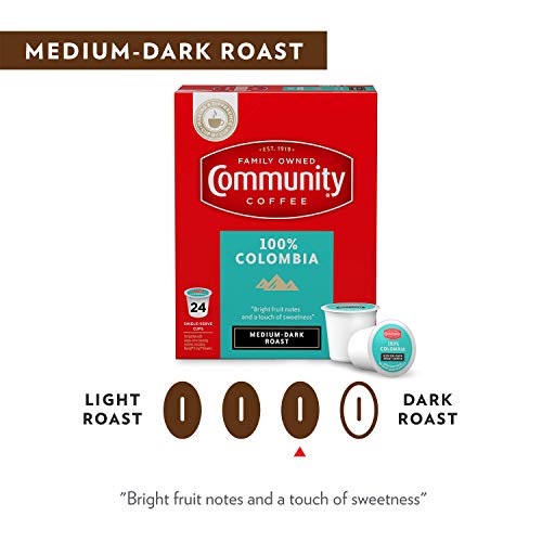 Community Coffee 100% Colombia Coffee Pods, Medium-Dark Roast, 12 Count