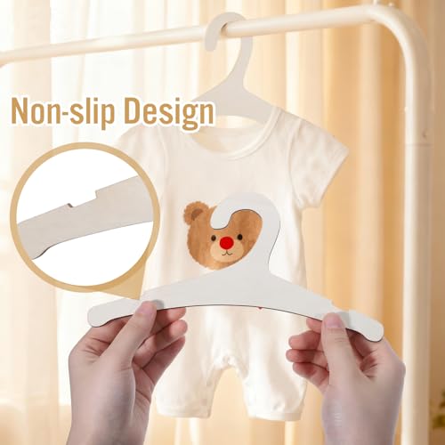 10-Pack Anti-Slip Wooden Baby Hangers for Newborns & Toddlers