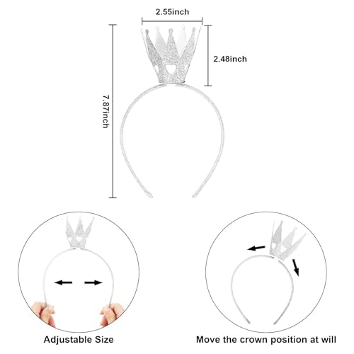 CIEHER Silver Crown Headband Queen Princess Costume Tiara for Women