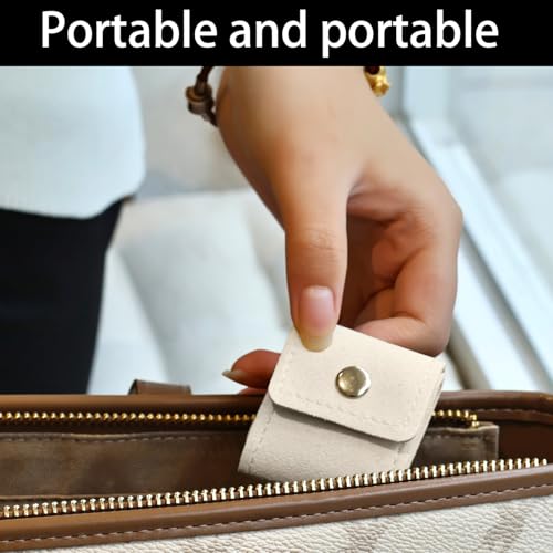Mini Travel Jewelry Organizer Roll Bag Set - 3-Piece Beige Pouch