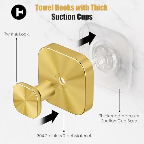 MOTAIPEAK Heavy Duty Suction Cup Hooks for Bathroom - 4 Pack