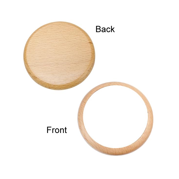 Mini Wooden Makeup Mirror Portable Round Cosmetic Compact Mirror for Purse