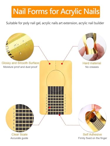 Yokilly Nail Forms for Acrylic Nails & Polygel Tips Guide - 100PCS