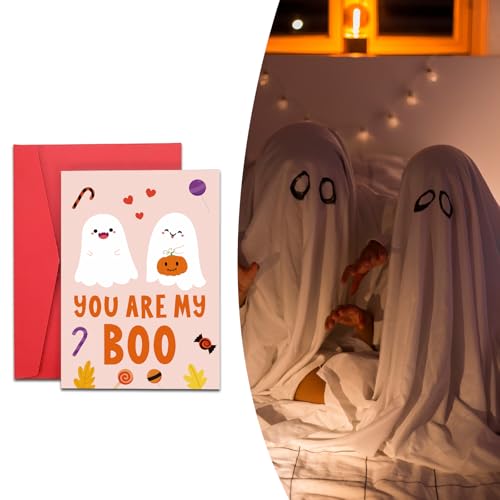 Perleddom Spooky Halloween Boo Basket Greeting Card for Couples