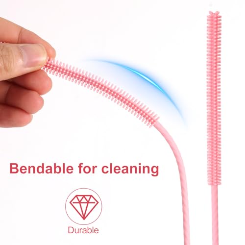 Penitue Silicone Straw Cleaner Brushes - 4 Pack, Pink Star & Heart