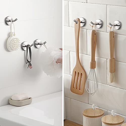 NearMoon Brushed Nickel Wall Mount Coat Hooks 6 Pack, 2 Inch Heavy Duty Stainless Steel Towel Hooks for Bathroom Kitchen Garage
