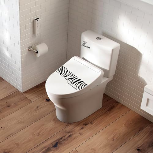 PineHaven C Watercolor Striped Zebra Toilet Seat Stickers - Waterproof, Removable Bathroom Decor