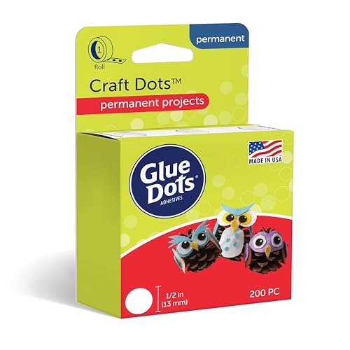 Glue Dots Craft Dots Roll - 1/2 Inch Clear Double-Sided Adhesive, 200 Dots, DIY Craft Glue