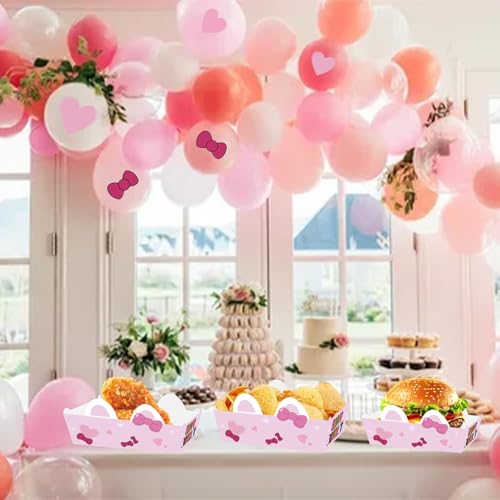 24PCS Pink Cat-Themed Party Food Trays – Disposable Serving Trays
