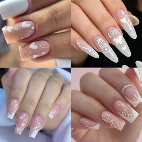 Valentine Nail Art Stickers - 8 Sheets 3D Self-Adhesive Heart Decals