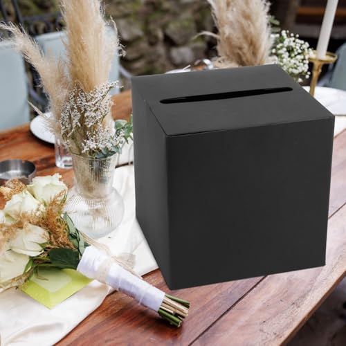 Black Card Box for Weddings and Events - 7.9 Inch Gift Card Holder
