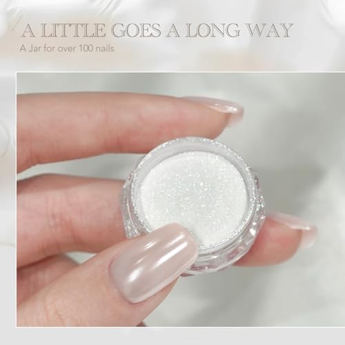 GAOY White Pearl Chrome Nail Powder - 2Pcs Mermaid Aurora Mirror Pigment
