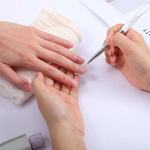 Wanmu 2Pcs Double-Ended Hard Gel Nail Brush & Liner Art Tool