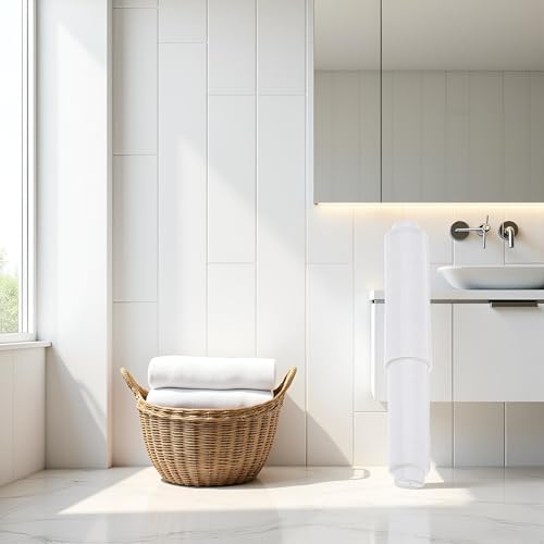 Adjustable White Toilet Paper Holder - Durable Plastic Bathroom Roller