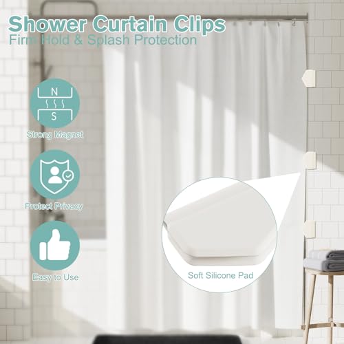 Magnetic Silicone Shower Curtain Clips - 3 Pack, Waterproof & Easy Install