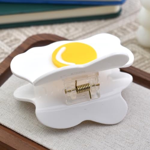 Sunny Side Up Egg Hair Claw Clip 3.1 Inch Non-Slip Poached Egg Barrette
