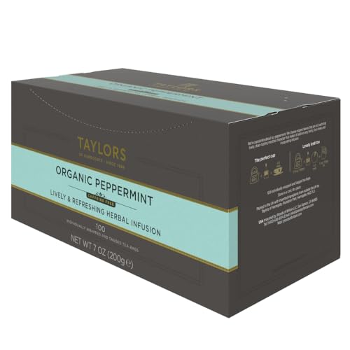 Taylors of Harrogate Organic Peppermint Herbal Tea, 100 Individually Wrapped Bags
