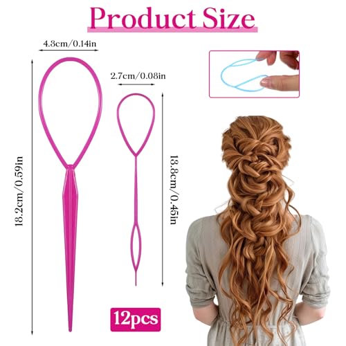 Bruislard 12 Pack Hair Loop Tool Set Ponytail Makers French Braid Tools