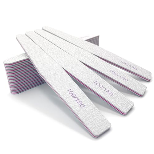 BIDEX 15-Piece Professional Nail Files 100/180 Grit Dual-Sided Nail Buffers