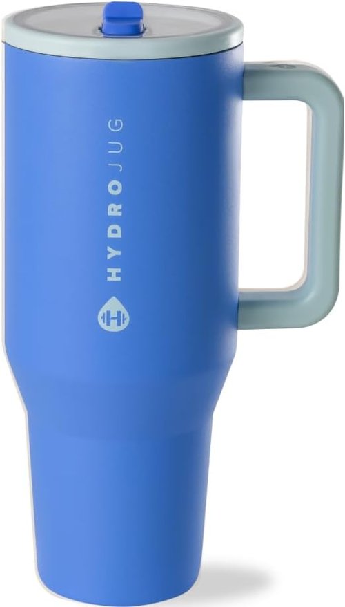 HydroJug Traveler - 32 oz Insulated Water Bottle with Handle & Flip Straw - Leak Resistant, Riptide