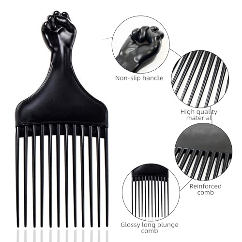 Soft 'N Style Black Afro Hair Pick Comb - 7 Inch Plastic Styling Tool
