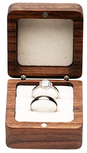 Personalized Square Wooden Ring Box for Weddings & Proposals